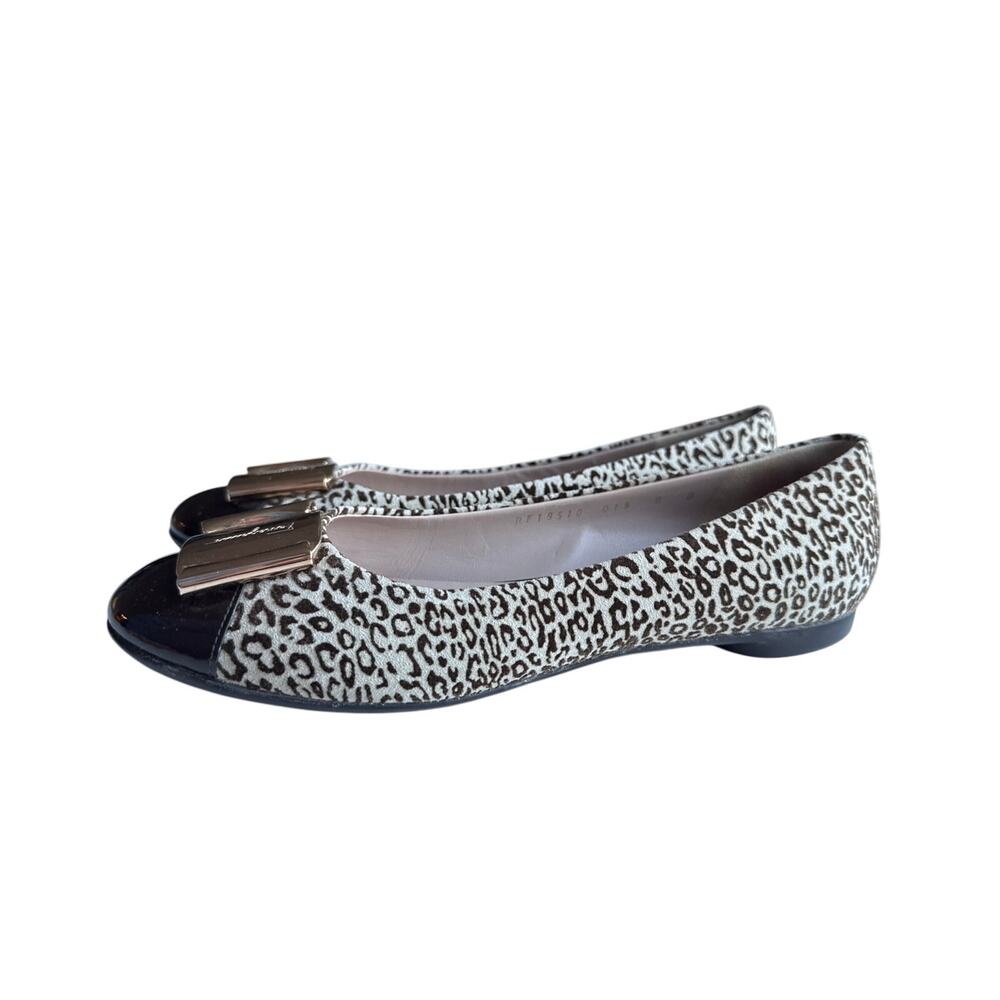 Salvatore Ferragamo Ballet Flats Cheetah Print with Patent Leather Size 8